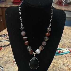 Chic Black and Brown Beaded Necklace